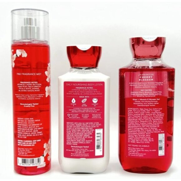 Bath & Body‎ Works Japanese Cherry Blossom 3PC Full Size NEW - Picture 2 of 2
